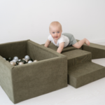 4-in-1 foam ball pit play set corduroy green kid climbing active play