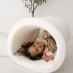 adventure tunnel foam bouclé cream with kid rolling