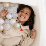 foam ball pit play set bouclé cream balls